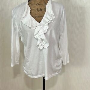 American Living White Ruffle Blouse
